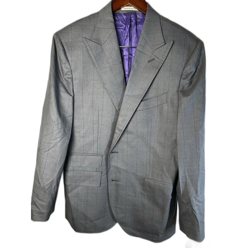 Sartoria Rossi x Ermenegildo Zegna Wool Pinstripe Suit Jacket Gray Men's 42R